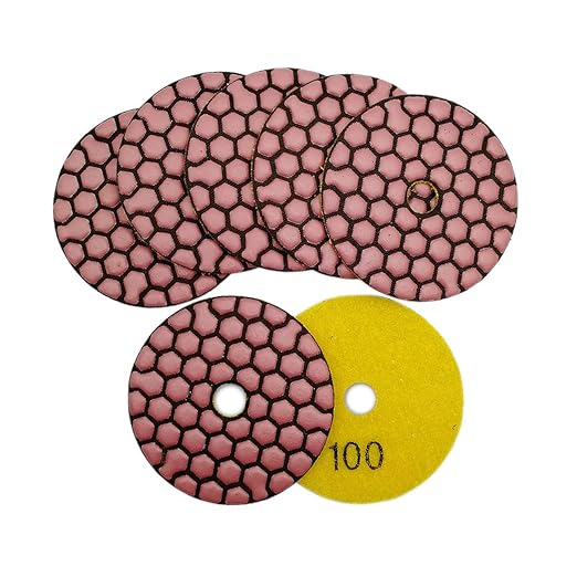 SHDIATOOL 3 Inch Dry Diamond Polishing Pads Grit 100 for Granite Marble Quartz(7-Pack)