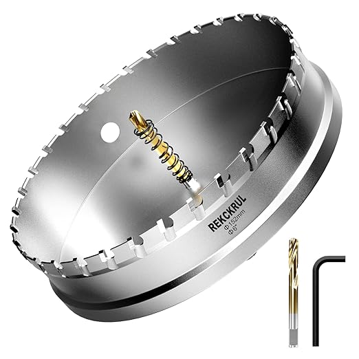 6" (152mm) TCT Carbide Hole Saw Kit for Metal - Heavy Duty Hole Cutter Drill Bits Set with 2 Titanium/Step Pilot Drill Bits & L-Wrench, Cuts Stainless Steel, Iron, Aluminum, Wood, Plastic