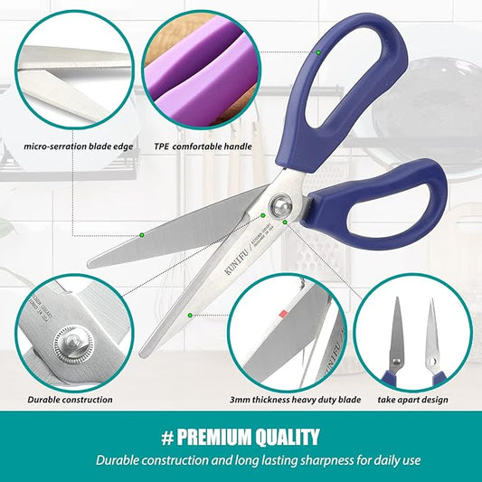 KUNIFU Kitchen Scissors, All Purpose Kitchen Shears, Heavy Duty Come Apart Scissors Gadgets Utensils - Purple