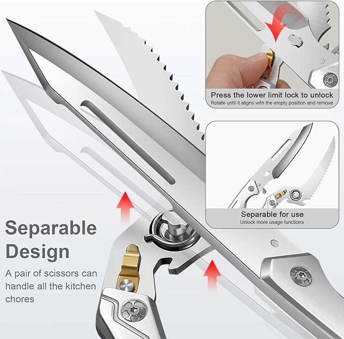 5-in-1 stainless steel kitchen poultry shears,spatchcock turkey shears heavy duty professional,butcher bone cutting scissors;,kitchen poultry scissors all purpose for food,meat,cooking