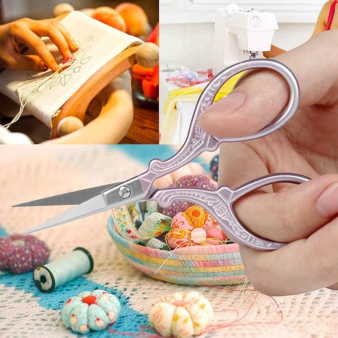 BIHRTC 3.6 Inch Little Stainless Steel Sharp Scissors Sewing Craft DIY Tools Shears for Embroidery Needlework Office Craft Houshold Needlepoint Scissors