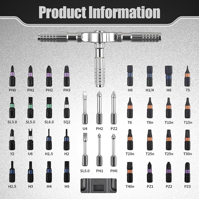 2026 New 40 In 1 Magnetic Ratchet Screwdriver Set, DIY Ratchet Screwdriver Set with T Handle Detachable, Multifunctional Precision Repair Tool With Detachable Handle for Computer, Furniture (2)