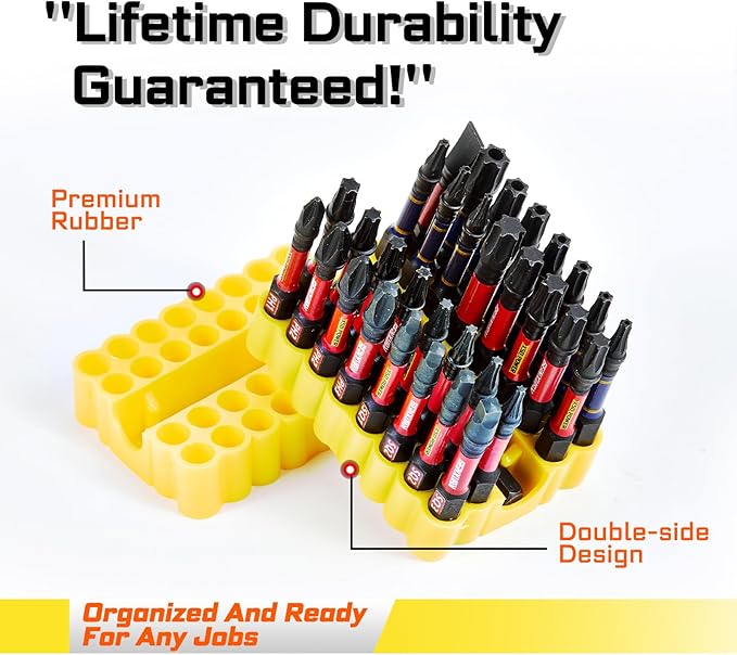 Impact Screwdriver Bits Set, 33 Pieces 2?쒶ulti Head Magnetic S2 Steel Driver Bits PH/SQ/Torx/Slotted/Security Torx With Yellow Soft Base