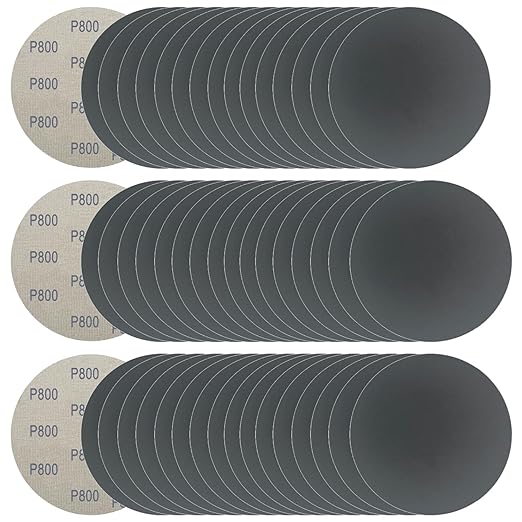 6 Inch 50 Pcs Wet Dry Sanding Discs Hook and Loop, 800 Grit Sandpaper Automotive Wood Metal Polishing & Sanding, Silicon Carbide Sand Paper for Random Orbital Sander (Grit 800)