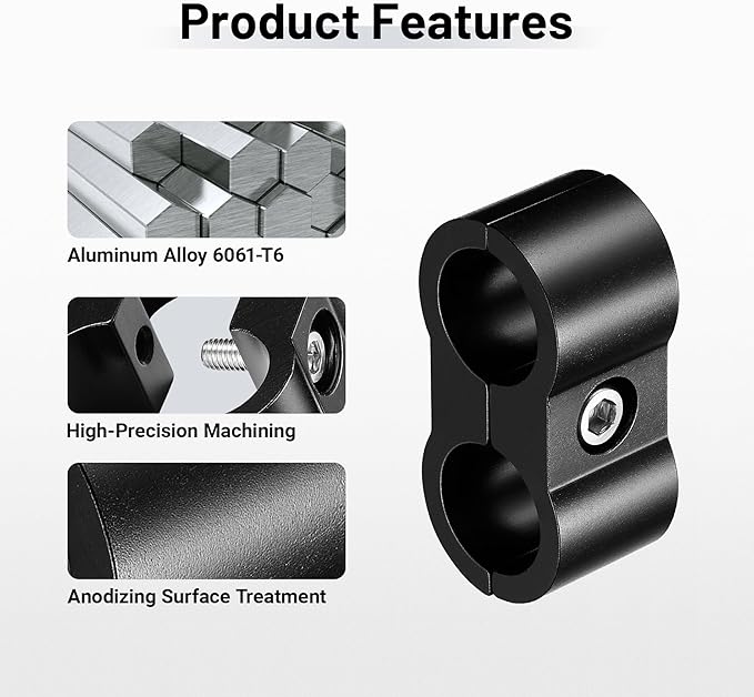 EVIL ENERGY Hose Separator Clamp,Fuel Line Mounting Clamp Aluminum Black (6, AN4)