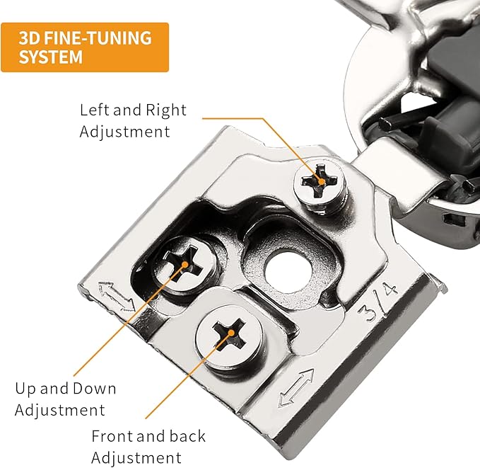 Chibery 50 Pack 3/4" Overlay 3D Soft Close Concealed Hinge for Face Frame Door, Smooth Slow Self Closing Hinges, Satin Nickel, Hidden 105째 Open Angle Stainless Steel Hinge for Kitchen Cabinet Door