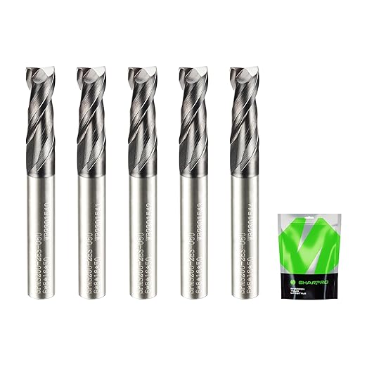 6MM End Mills 6MM Shank, 2 Flute Carbide Square Endmill with AlCrN Coated, Upcut Spiral CNC Router Bits for Alloy Steel, Metal and Stainless Steel（5PCS）