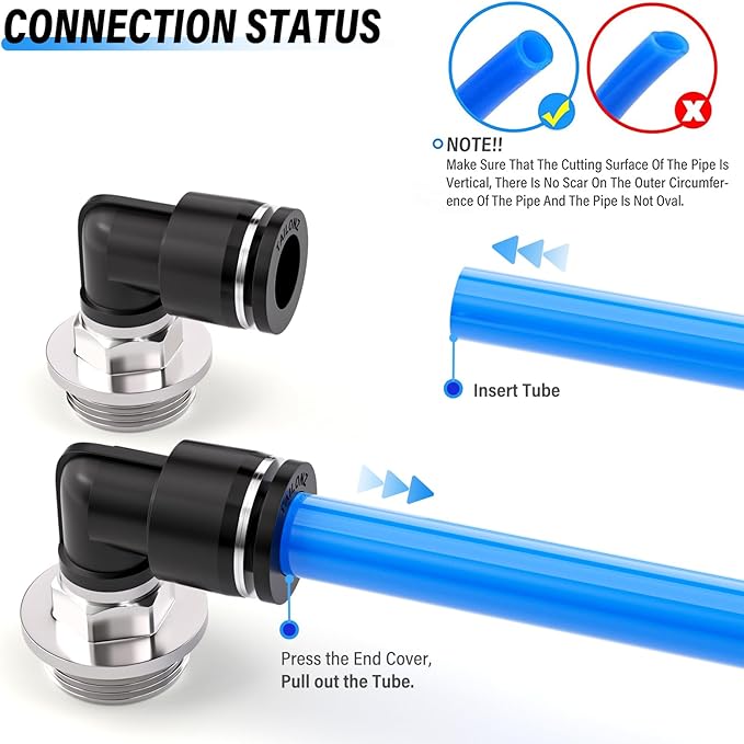TAILONZ PNEUMATIC Male Elbow 10mm Tube OD x 1/2 Inch BSP 90 Push to Connect Fittings PL10-04 (Pack of 10)