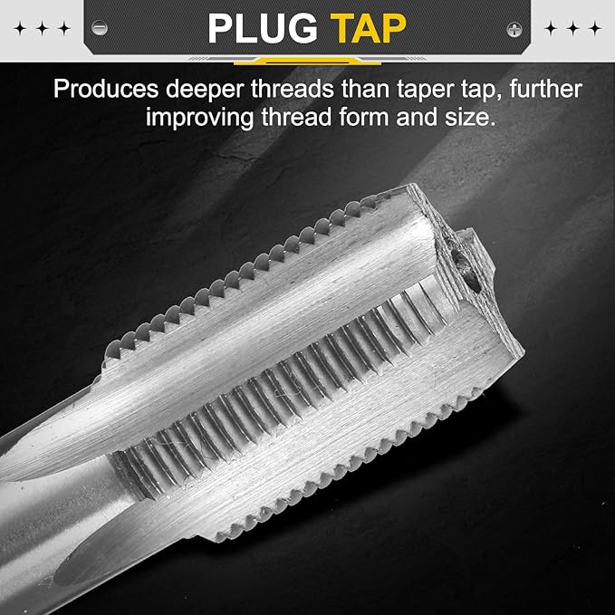 uxcell Hand Plug Tap M16 x 1.25 H2 Metric Thread Plug Style Taps Straight Flute Screw Tapping Threading Tool High Speed Steel HSS6542