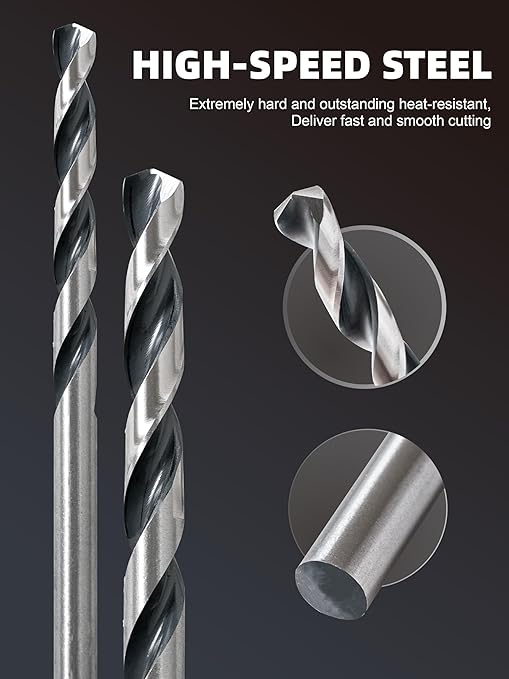 HIGHFIRE 13/64" Jobber Length Drill Bits, Pack of 12 pcs, High Speed Steel Twist Drill Bit with Storage Case, 135 Degree Tip for Wood, Metal, Steel, Plastic, Aluminum Alloy