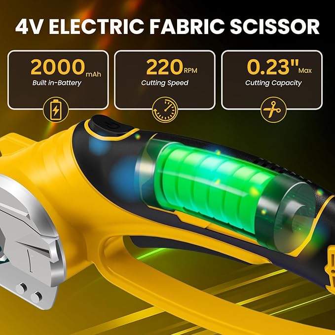 Cordless Electric Scissors ??4V Rotary Fabric & Cardboard Cutter ??Light-Duty Carpet Cutting Tool for Crafting and Home Use ??Portable Rechargeable Box Cutting Machine with Replaceable & Extra Blade