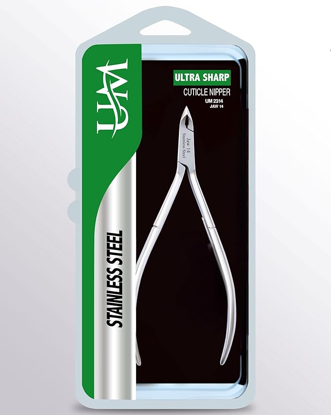 UM Supplies Cuticle Trimmer | Hangnail Remover | Extremely Sharp | Professional Cuticle Nippers | Stainless Steel | Cuticle clippers | Pedicure Manicure Tool (jaw 14) (Double Edge)