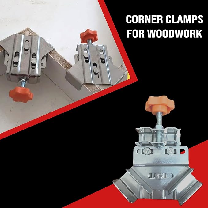 4Pcs Corner Clamps for Woodworking, 90째 Stainless Steel Clamp Woodworking, with Adjustable Swing Jaw, for Processing Wood/Metal