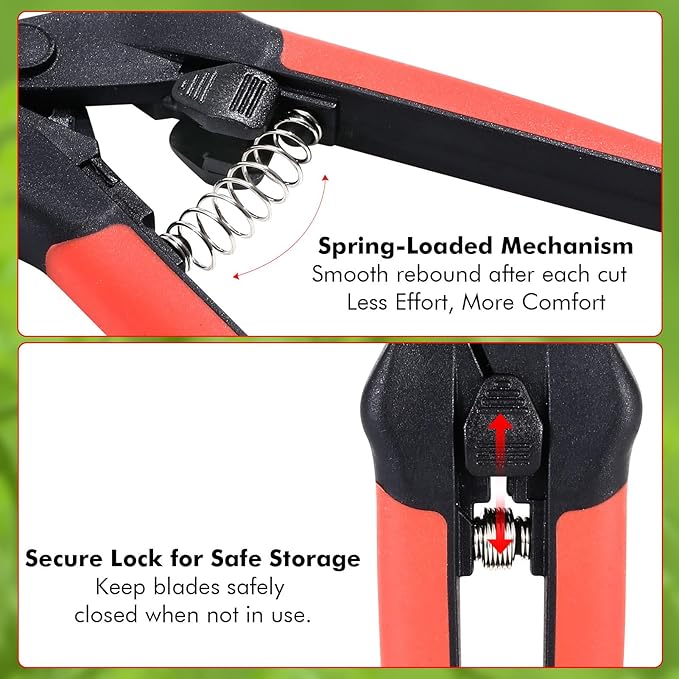 LIVINGO Sharp Garden Pruning Shears - 2 Pack 6.5??Spring Loaded Handles, Non-Stick Teflon Coated Stainless Steel Blades Scissors for Trimming Plant, Flower