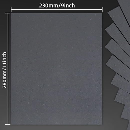 1500 Grit Sand Paper, 9 x 11 Inch, 10 Pcs Wet Dry Sandpaper Sheets, Silicon Carbide for Wood, Metal, Automotive Sanding and Polishing, Waterproof and Durable