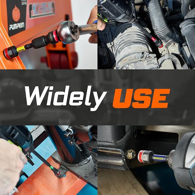Impact Nut Driver Set, 10 Pieces 2.56???쒵ong 1/4?? Point Alloy Steel Magnetic SAE Nut Setter Set Use For Require Installing 1/4 Hex Shank Impact Driver with Case Box