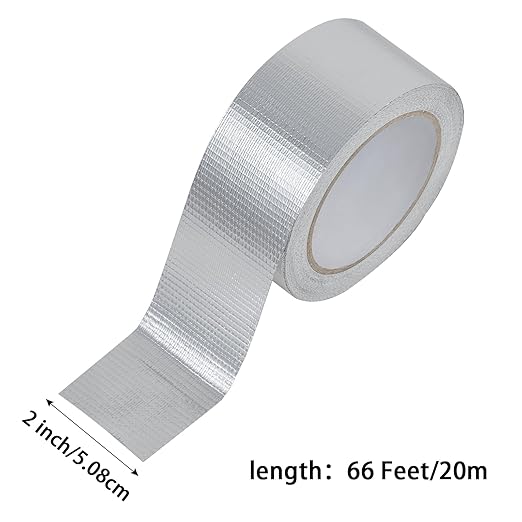 Aluminum Foil Tape - 2 Inch X 66 Feet, 5.91 Mil Thick Fiberglass Reinforced High Temperature Heat Shield Tape for HVAC, Hose and Auto Use
