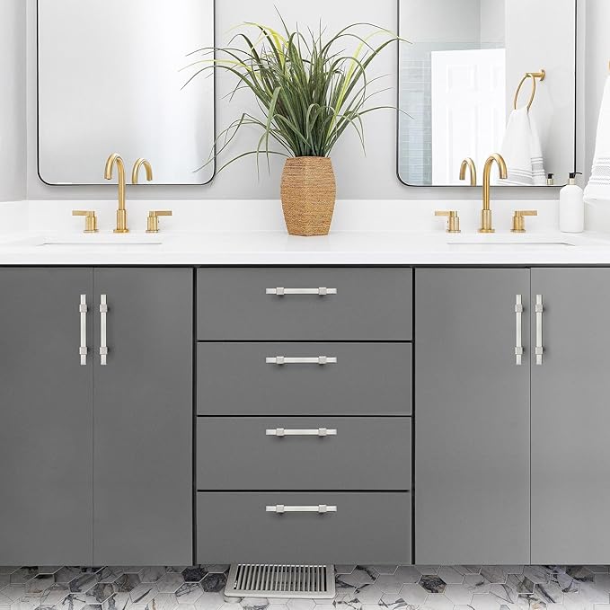 30 Pack Brushed Nickel Cabinet Handles - 3" Hole Center Cabinet Pulls Drawer Pulls Cabinet Hardware Kitchen Handles for Cabinets