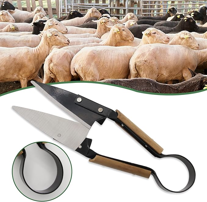 Sheep Clippers Hand Shears For Sheep Shearing, 6.1-inch Carbon Steel Blade,Classic Style, Carbon Steel Scissors For Alpaca, Pet Horse Dog Sheep Shears (Wooden handle)