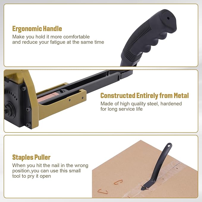 BANLICALI Carton Stapler Heavy Duty Manual Carton Closing Stapler with 100 Pcs Staples 1-3/8-Inch Crown, 3/4-Inch Length, Industrial Staple Tool for Sealed Boxes, Cartons, Corrugated Cardboard