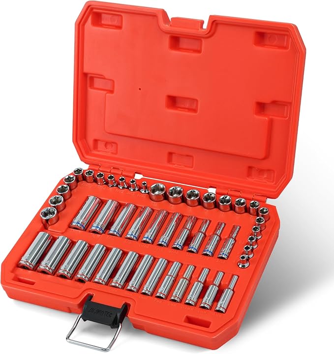 47-Piece 1/4" Drive Impact Socket Set - Deep & Shallow Socket Set SAE 5/32"-9/16" and Metric 4-15mm, 6 Point CR-V Alloy Steel for Auto Repair, with Molded Case