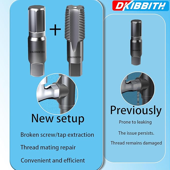 DKIBBITH 2-Piece Pipe Extractor and NPT Tap Set 3/4" - Heavy Duty Carbon Steel Tools for Removing Broken Threaded Pipes & Cutting Accurate NPT Threads - Plumbers Mechanics DIY with Storage Case.