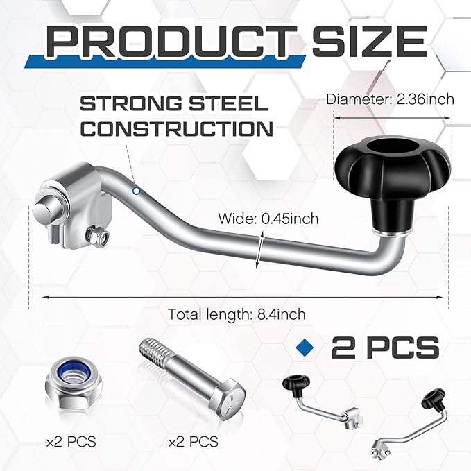 2 Set Trailer Jack Handles Replacement Crank Accessories Fits Most Trailer Jacks, Comes with Bolt Nut Spacers, Top Wind Jack Handle Red and Black (Black)