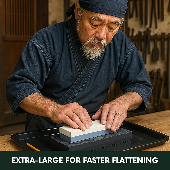 Sharp Pebble Large Flattening Stone- Dual Grit Coarse/Fine Sharpening Stones Flattener- Diamond Grooves Whetstone Fixer-Re Level Any Whetstones & Waterstones