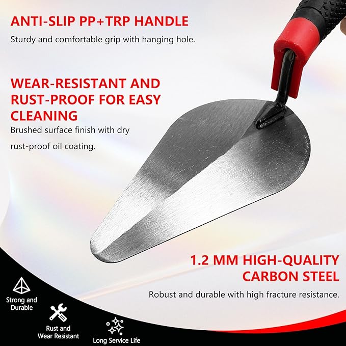 8 Pack Masonry Hand Tool Set, 3 PC Brick Trowels, 3 PC Margin Trowels, 7??Gauging Trowel and 7??Bucket Trowel, Bricklaying Hand Tool for Concrete, Cement, Plaster, Tile Construction Projects