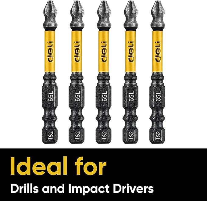 DELI 5pcs Phillips Power Bits Nano Emery Coated Screwdriver Bits 2.5" * 5