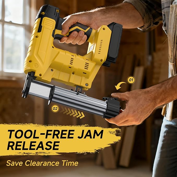 2-in-1 Cordless 18GA Brad Nailer/Staple Gun Compatible with Dewalt 20V Max Battery (No Battery), Electric Nail Gun/Stapler Battery Powered with 1000 Nails/Staples for Home Improvement, Wood Carpentry