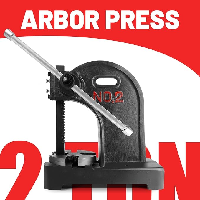 2 Ton Manual Arbor Press, 8.5 Inch Max Height Arbor presses, Cast iron material, Manual Press is Suitable for Punching, Bending, Stretching and Forming Tasks in Workshops and Garages(Black)