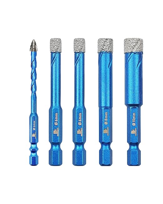 Serrated Carbide Masonry Drill Bit Set 1/4",1/4",5/16",3/8" & 1/4" Step Drill Bit - Wood Drill Bits for Wood/Plastic/Masonry/Ceramic Tile Hex Shank Drills