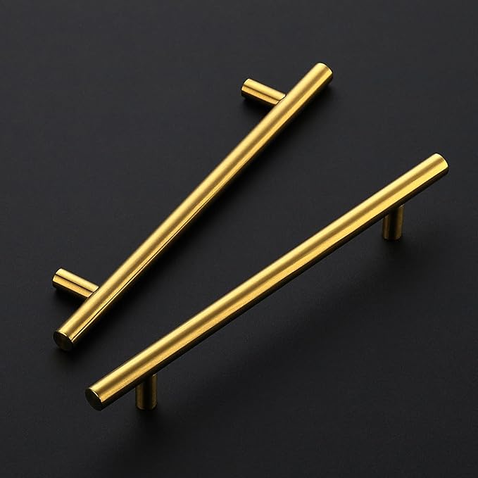 JOY DECOR 20 Pack 8-13/16 Inch Cabinet Pulls Kitchen Cabinet Handles with 6-1/4 Inch Hole Center Brushed Brass Cabinet Hardware Stainless Steel Kitchen Drawer Pulls 160mm Hole Centers