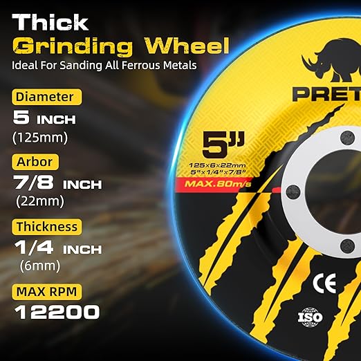 Grinding Cutting Wheels 5 inch Set - PRETEC 5" 20 Cut Off Wheels, 3 Grinding Wheels, and 3 Flap Discs for Angle Grinder Cutting and Grinding 5??x 3/64" x 7/8", 20+3+3 PCS, Brown