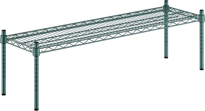14" x 48" x 14" Green Epoxy Wire Storage Shelf, Dunnage Rack, Commercial 1 Tier Small Shelf