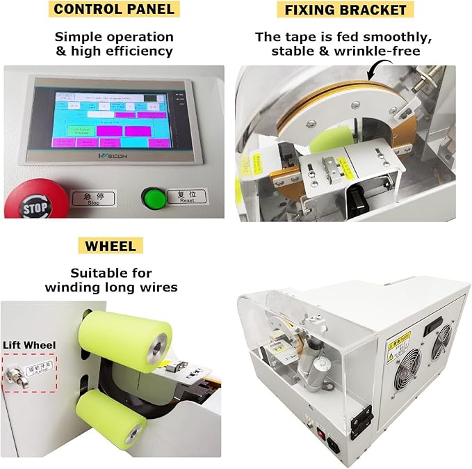 Banfluxion 110V Automatic Tape Winding Machine 4500r/min Wire Harness Tape Winding Machine 3.9" Maximum Tape Diameter 3mm-25mm Wire Diameter