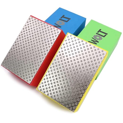 Diamond Hand Polishing Pads Extremely Sharp Sanding Block Kit for Sanding Ceramic Tile Concrete Glass Stone Granite Marble-60#,100#,200#,400# 4Pcs(Grid)