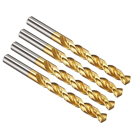 PATIKIL 12.5mm Drill Bit, M42 8% Cobalt High-Speed Steel Jobber Straight Shank 135° Titanium Nitride (TiN) Coated for Hard Metal Stainless Steel - 4 Pack