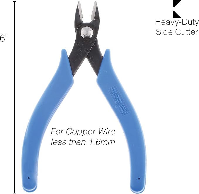 The Beadsmith Heavy Duty Side Cutter, 6 inches (152mm) with Blue Comfort Grip Handle and no Spring, Tool for Jewelry Making, Electronics or Micro Mechanics