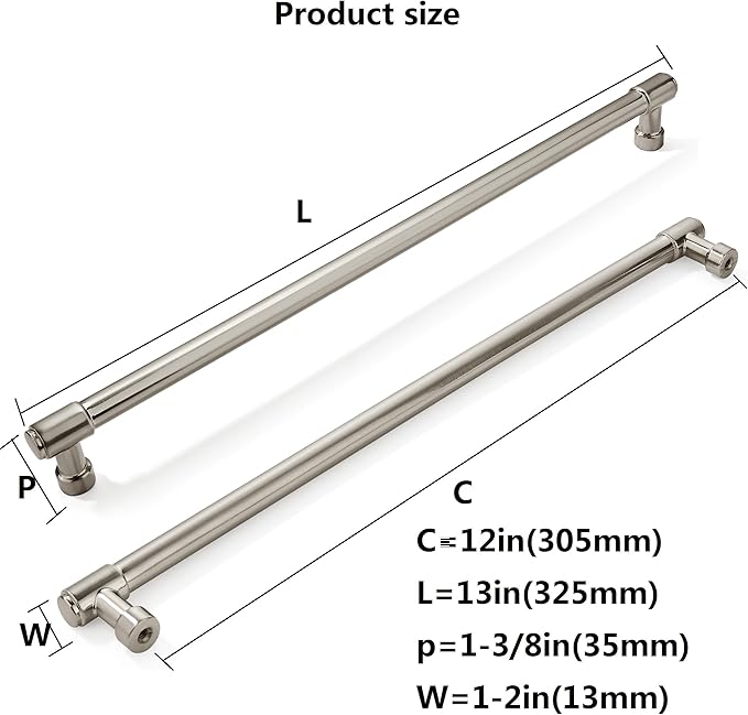 khtumeware 6 Pack Brushed Satin Nickel Cabinet Pulls 12 Inch(305mm) Hole Centers Kitchen Cabinet Handles Cabinet Hardware Kitchen Handles for Cabinets Cupboard Handles Drawer Pulls