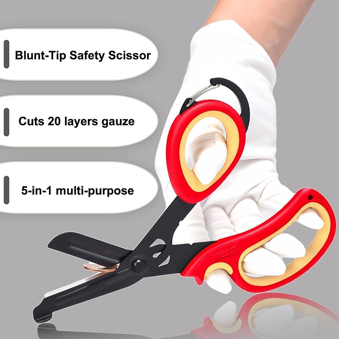 MEUUT 2 Pack Medical Scissors Trauma Shears with Carabiner design, 7.5" Fluoride Coated Non-stick Blades Bandage Scissor for Nurses, EMT, Household, outdoors