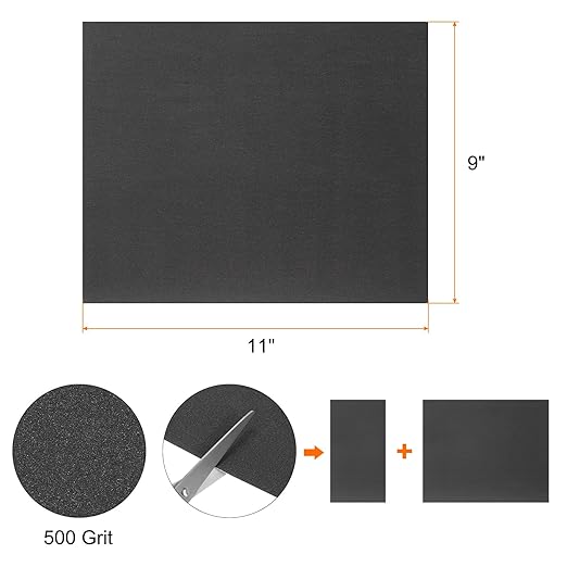 HARFINGTON 100pcs Sandpaper 500 Grit 9 x 11 Inch C-Weight Backing Silicon Carbide Abrasive Wet Dry Sanding Sheets for Wood Finishing, Metal Sanding, Automotive Polishing