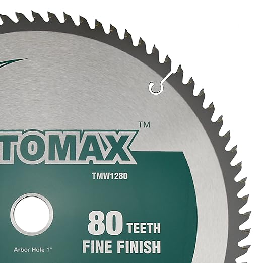 TOMAX 12-Inch 80 Tooth ATB Fine Finish Saw Blade with 1-Inch Arbor