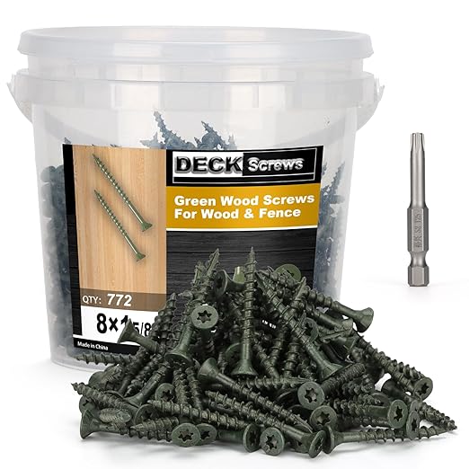 Deck Screws #8 x 1-5/8?쇺? T25 Star Torx Drive Flat Head Wood Screws, Green, 5lb
