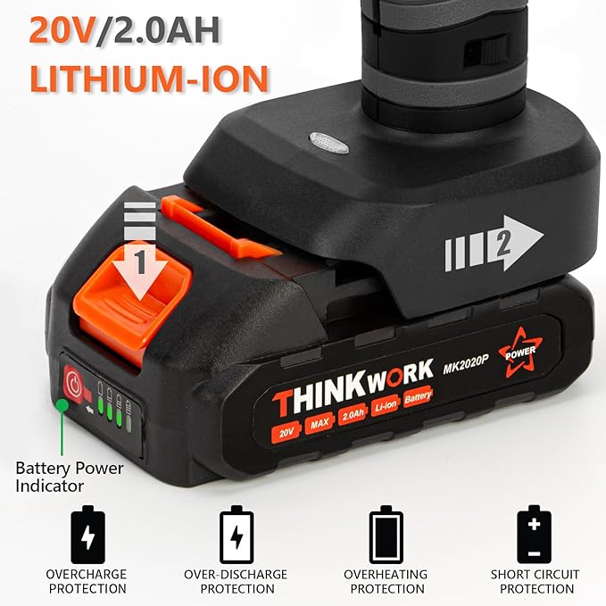 THINKWORK 20V Cordless Hot Glue Gun and Sticks Set, Rechargeable Glue Gun with 30 PCS Full Size Sticks and Battery, Fast Heating for Arts & Crafts, DIY Projects and Home Repairs