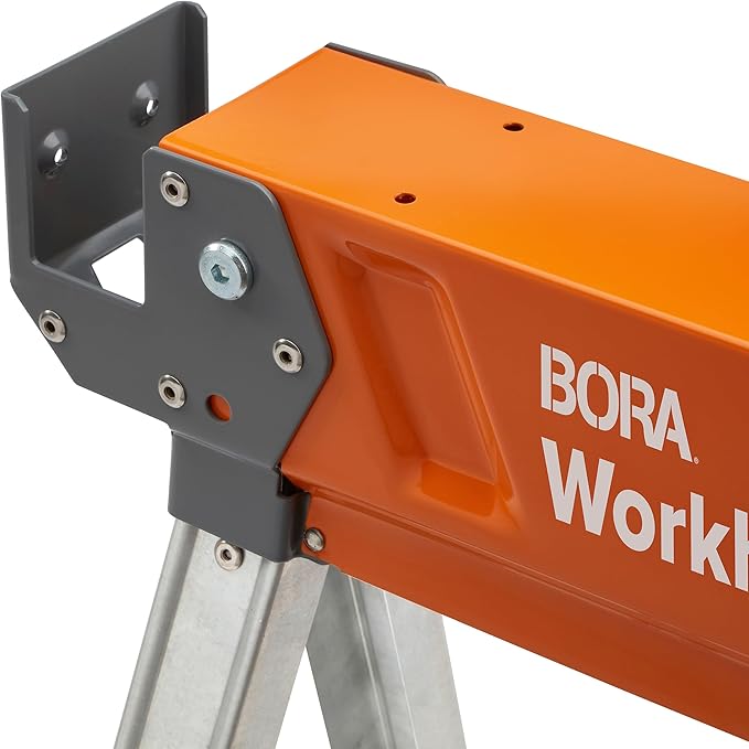 BORA Workhorse XT Saw Horses 2 Pack Folding Heavy Duty Adjustable Height Sawhorse Pair with Adjustable Legs, Heavy Duty Saw horse for Contractors Portable Workbench w/Built in Bottle opener PM-3360T