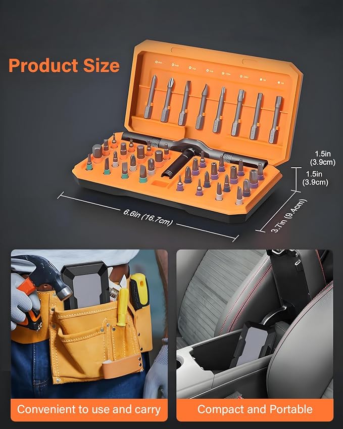 42 in 1 Ratchet Screwdriver Set, Magnetic Screwdriver Set, DIY Multi Bit Magnetic Drive Set with Detachable Ratchet Handle, Portable Compact Repair Tool Kit for Furniture Computer Bicycle
