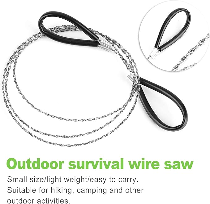 4-Pack 23.62-Inch Cable Wire Saw, Emergency Pocket Hand Saw for Camping, Hiking, Cuts PVC Pipe, Metal, Wood, and Trees - Red & Black
