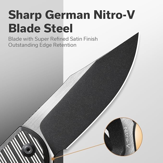 CIVIVI Stormhowl Pocket Knife, Folding Knife with 3.3" Nitro-V Steel Blade Stylish Aluminum Handle Flipper and Button Opener Cool Knife for Gift,EDC C23040B-1